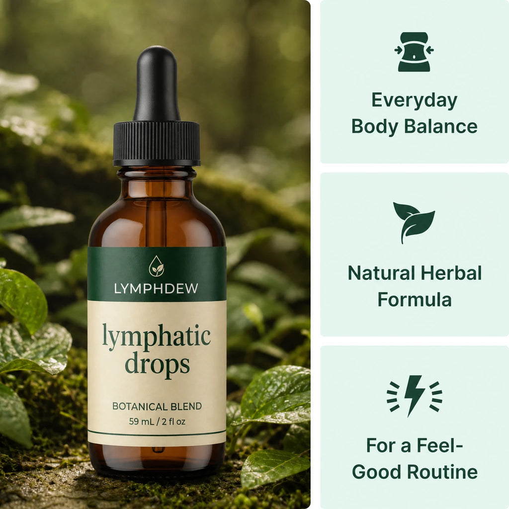 LymphDew lymphatic drops and daily botanical wellness features
